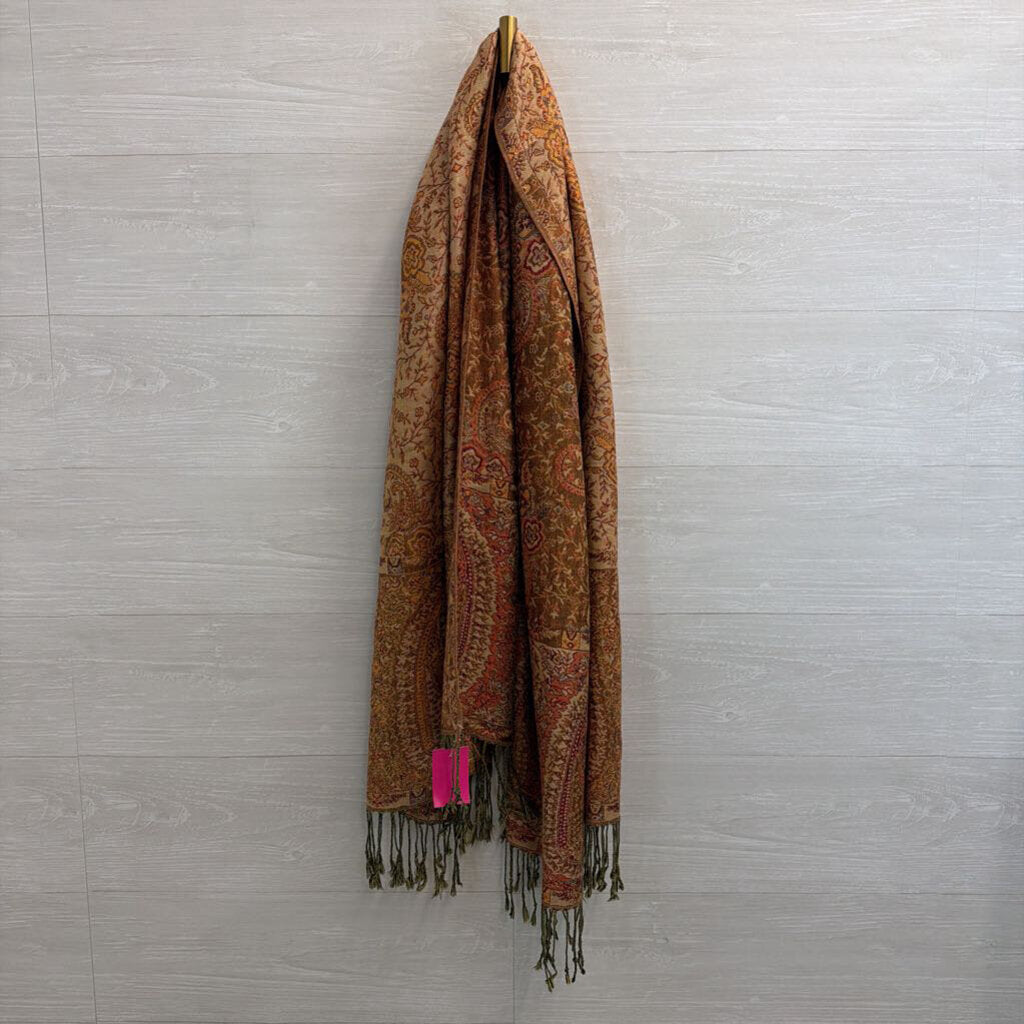 Brown/ Orange Print Scarf