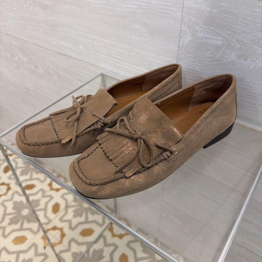 Donald Pliner Breezy Bronze Shimmer Suede Loafers 8.5