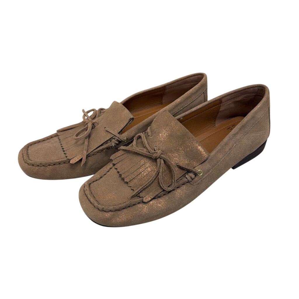 Donald Pliner Breezy Bronze Shimmer Suede Loafers 8.5