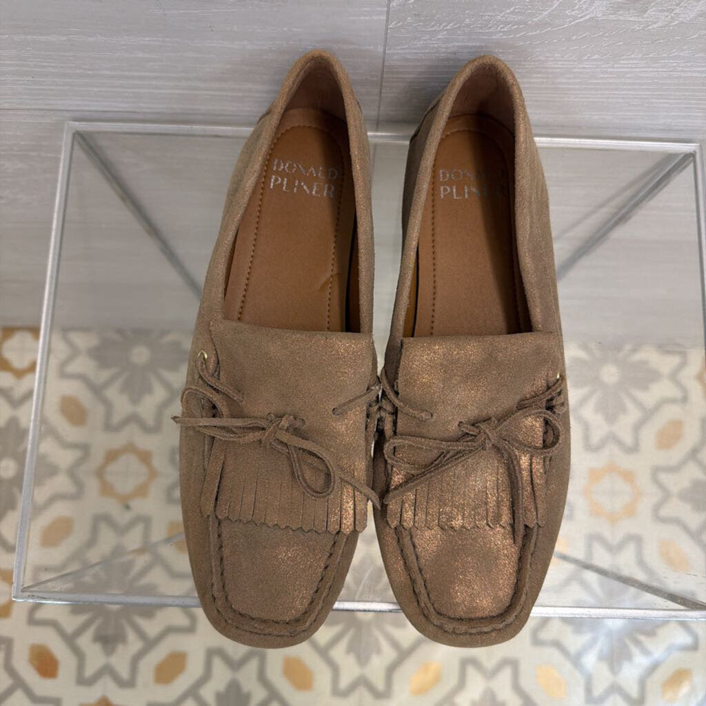 Donald Pliner Breezy Bronze Shimmer Suede Loafers 8.5