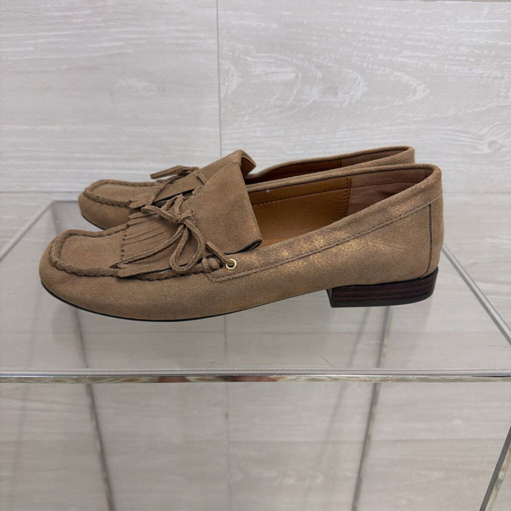 Donald Pliner Breezy Bronze Shimmer Suede Loafers 8.5