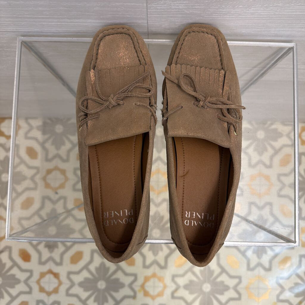 Donald Pliner Breezy Bronze Shimmer Suede Loafers 8.5