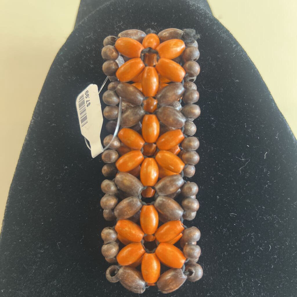Brown/ Orange Wooden Beaded Bracelet