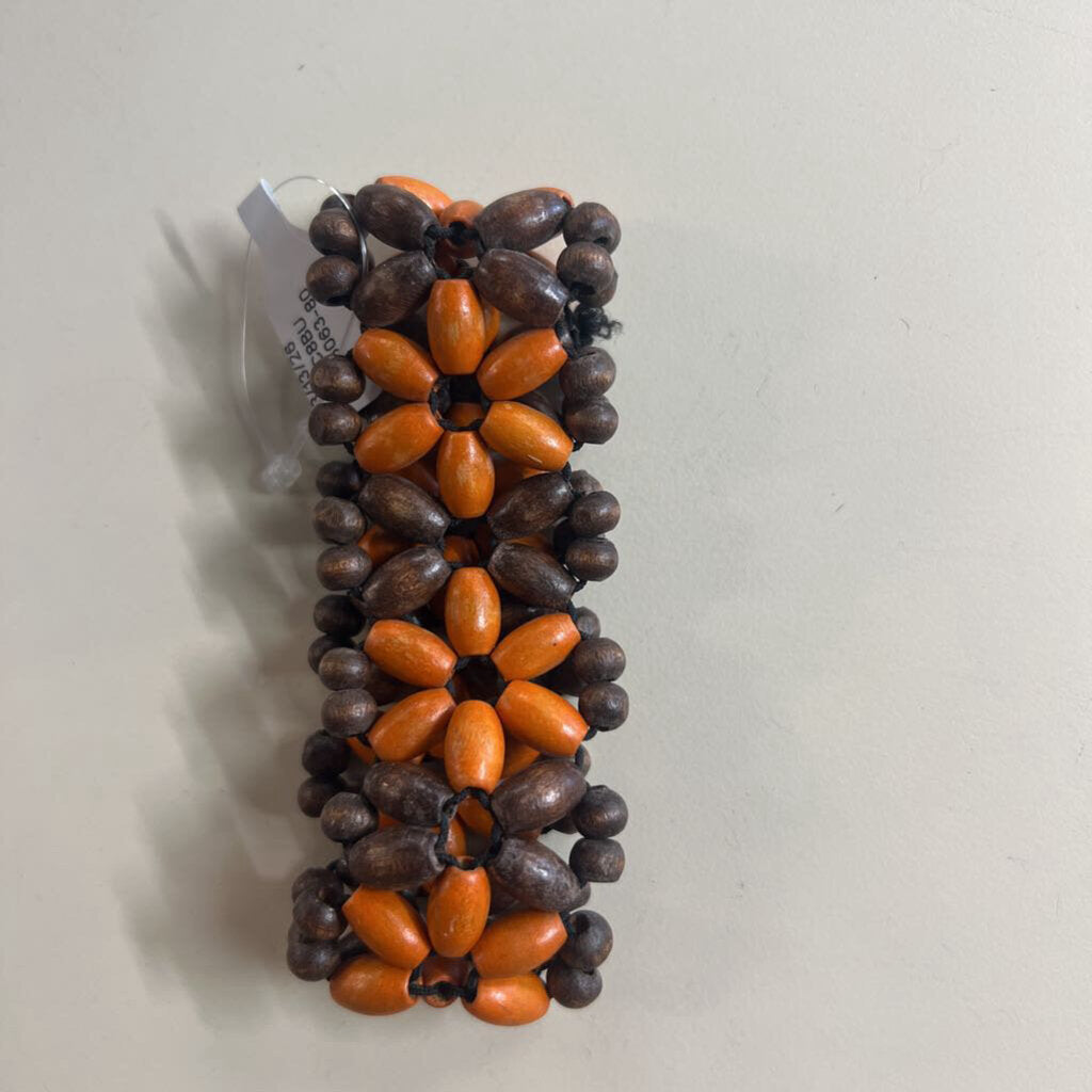 Brown/ Orange Wooden Beaded Bracelet