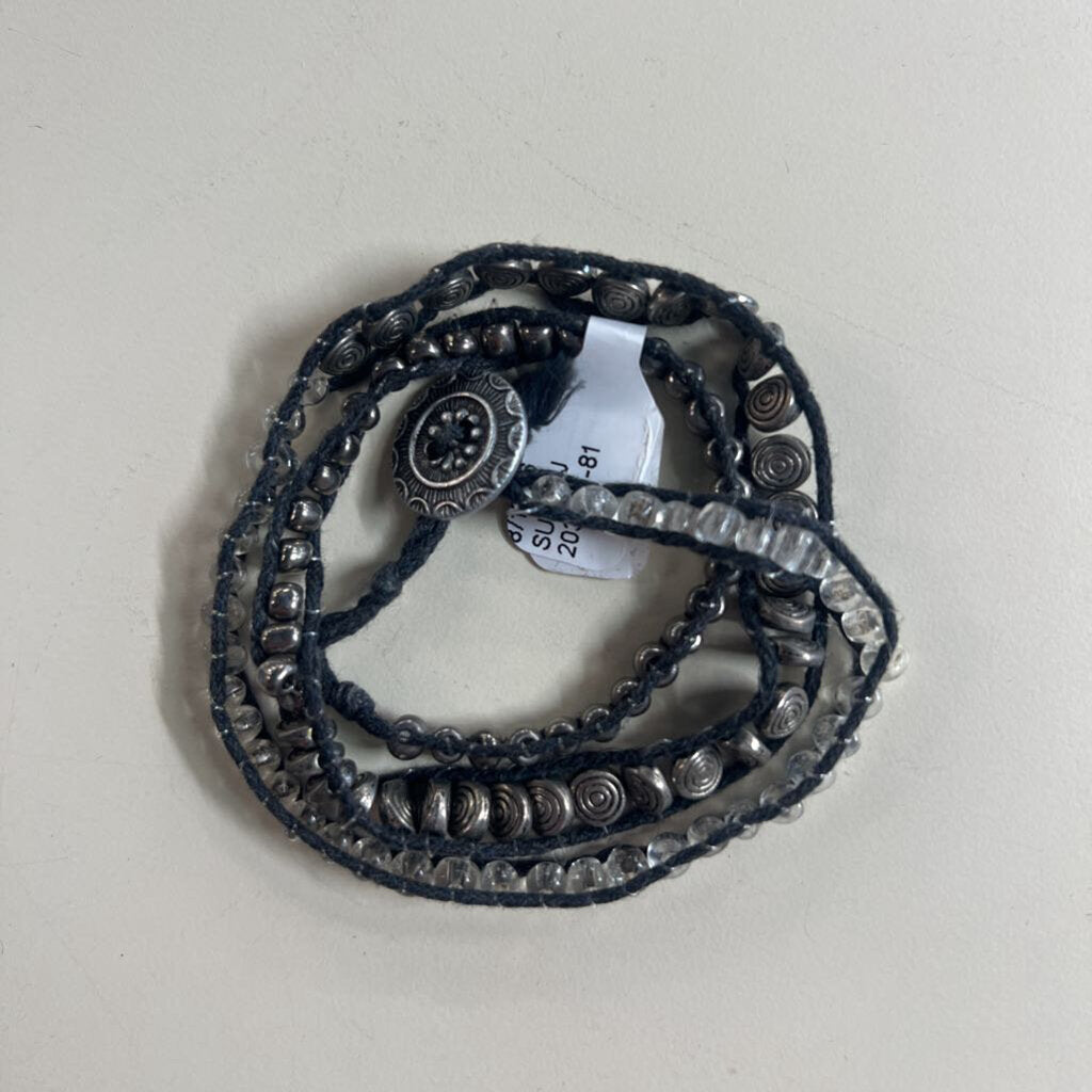 Grey Beaded Wrap Bracelet