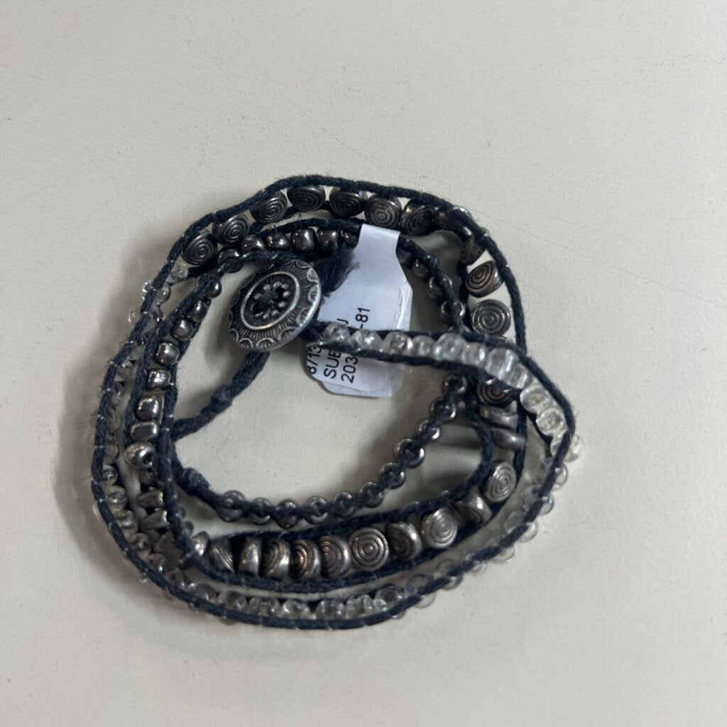 Grey Beaded Wrap Bracelet