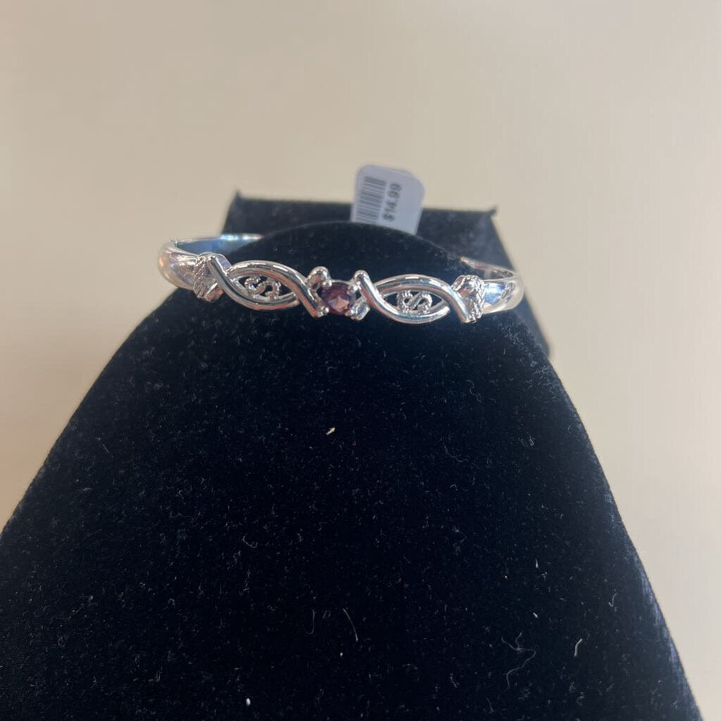 Silver/ Purple Stone Dainty Bracelet
