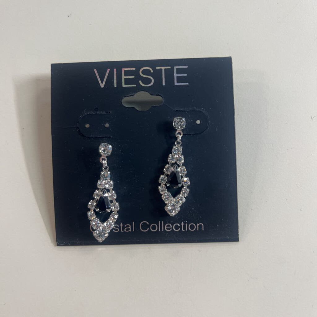 Silver Rhinestone/ Black Stone Earrings