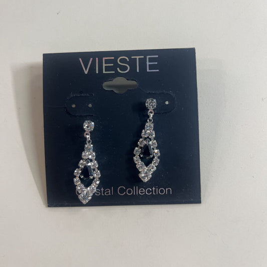 Silver Rhinestone/ Black Stone Earrings