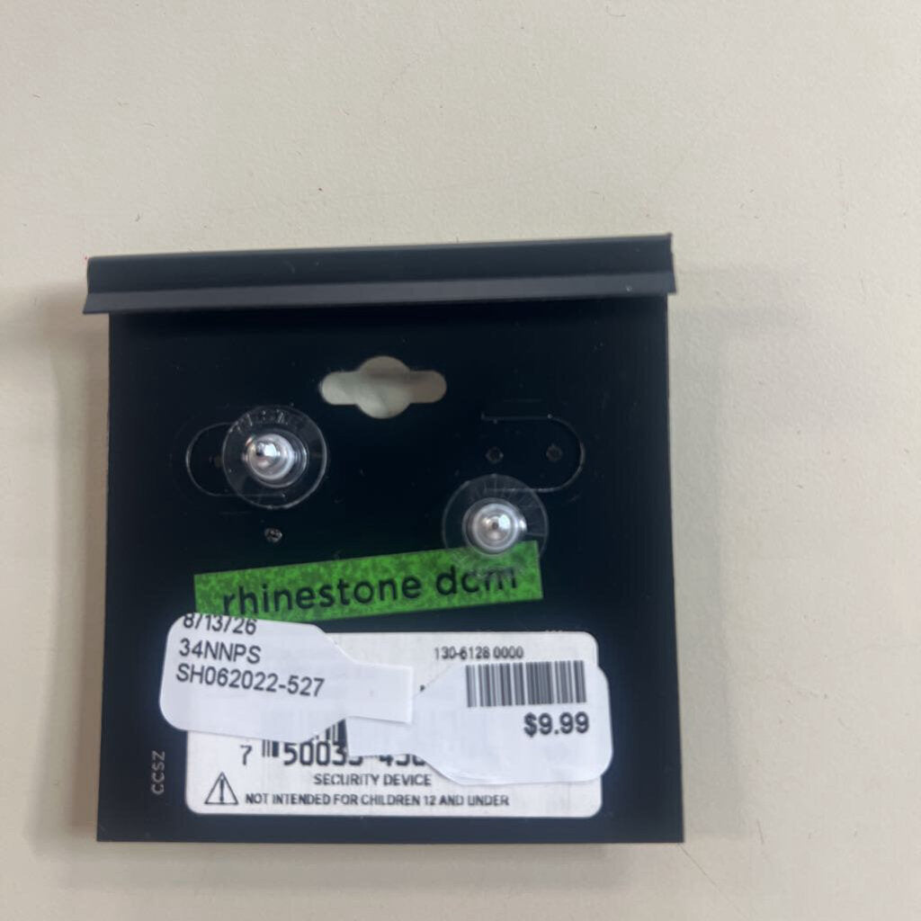 Silver Rhinestone/ Black Stone Earrings