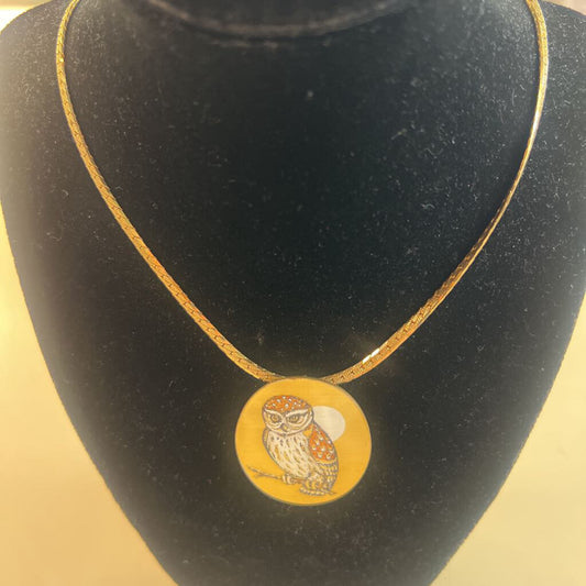 Gold Owl Pendant Necklace