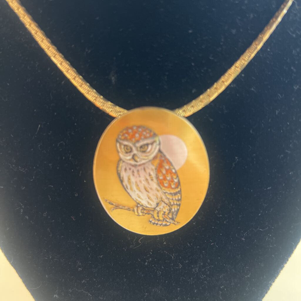 Gold Owl Pendant Necklace