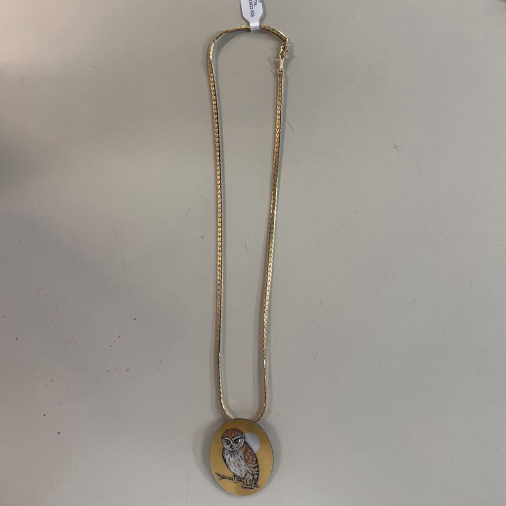 Gold Owl Pendant Necklace