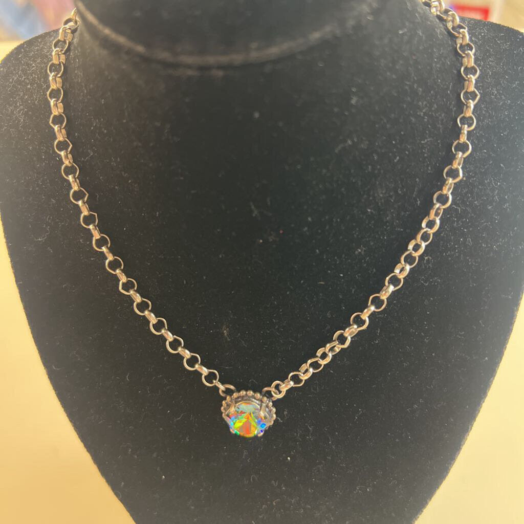 Silver/ Multi Color Stone Necklace
