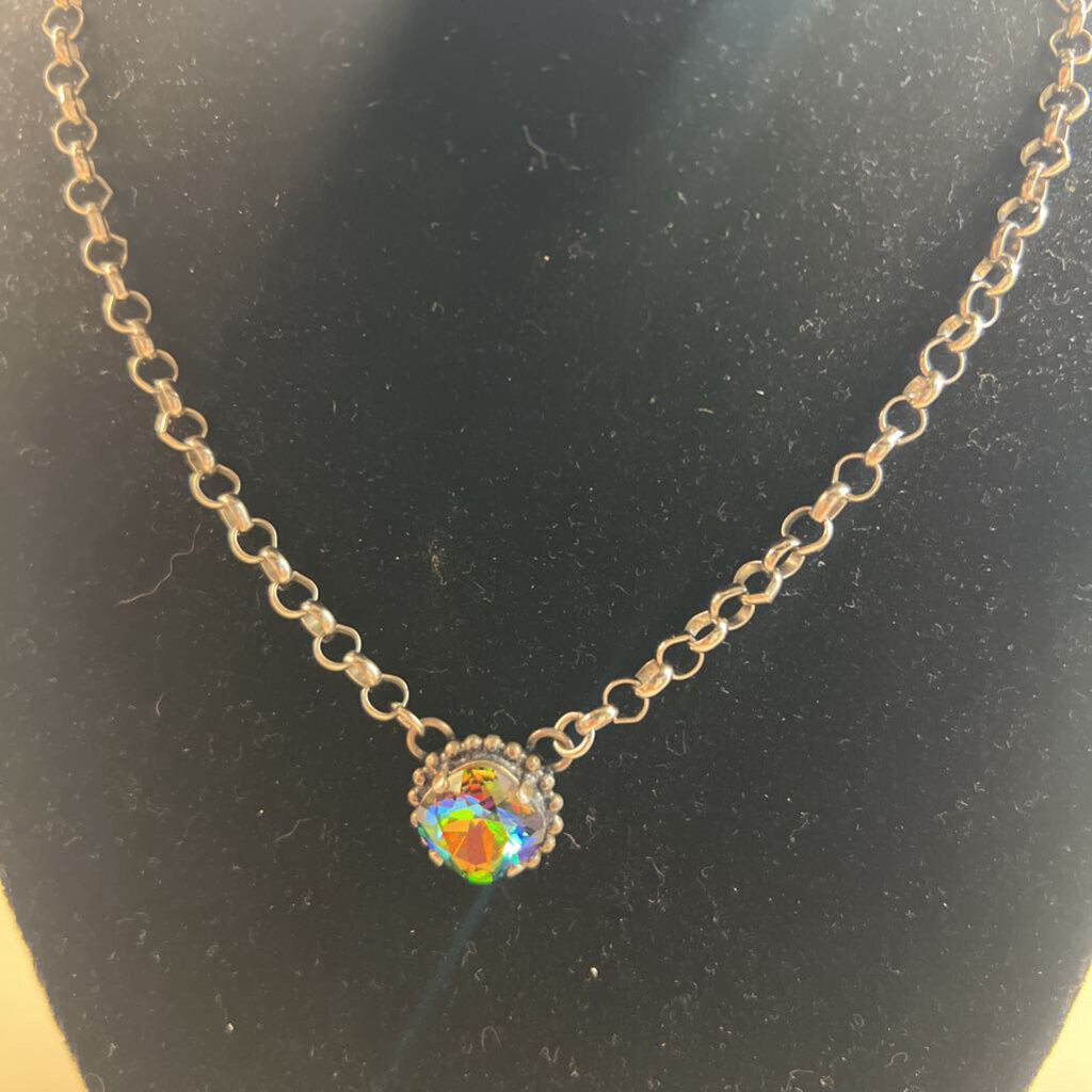 Silver/ Multi Color Stone Necklace