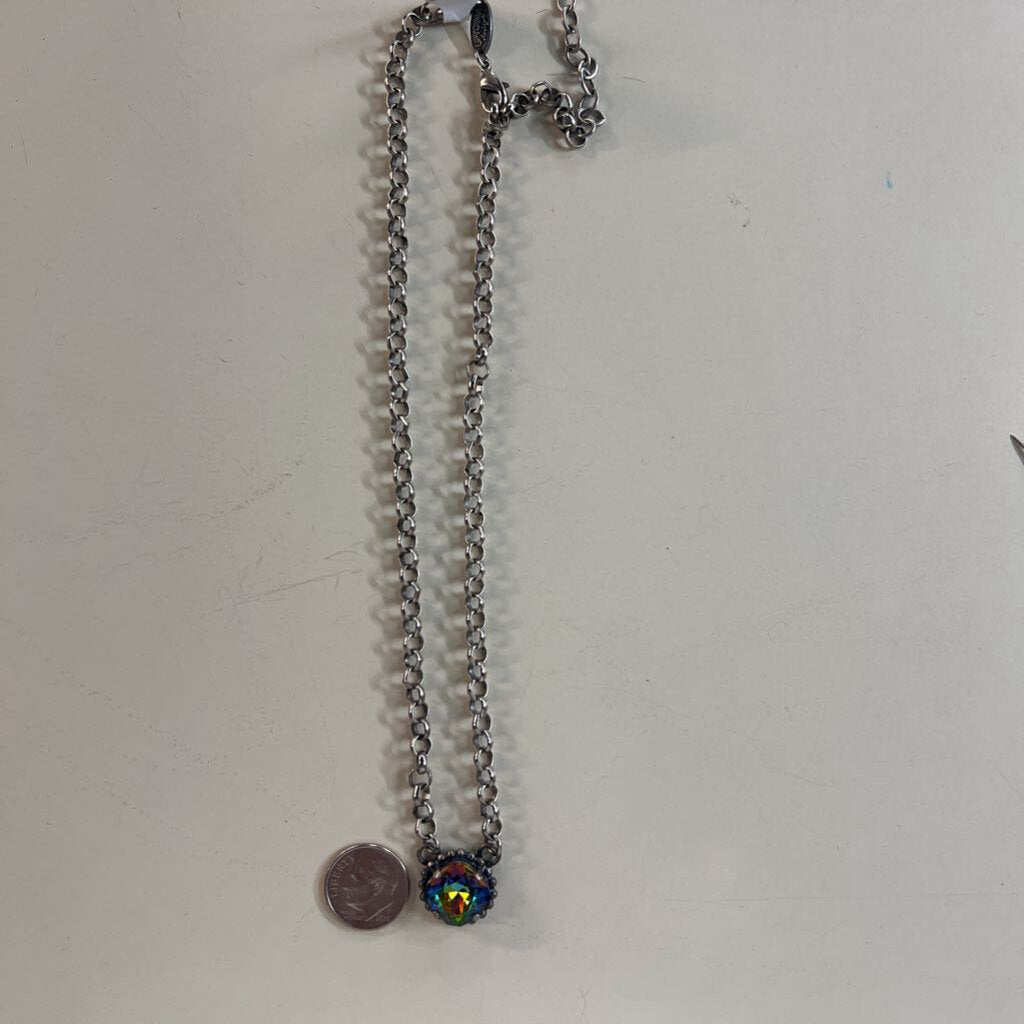 Silver/ Multi Color Stone Necklace