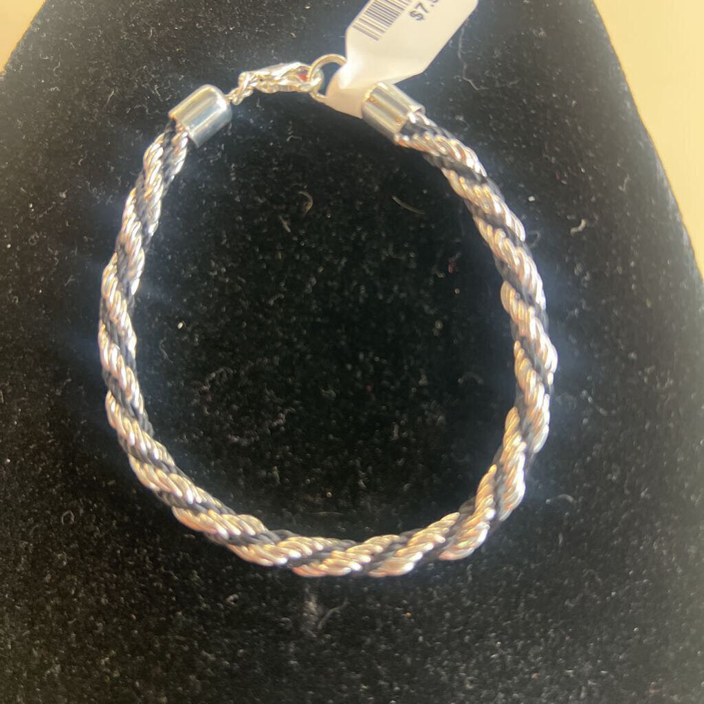 Silver/ Black Wrap Bracelet