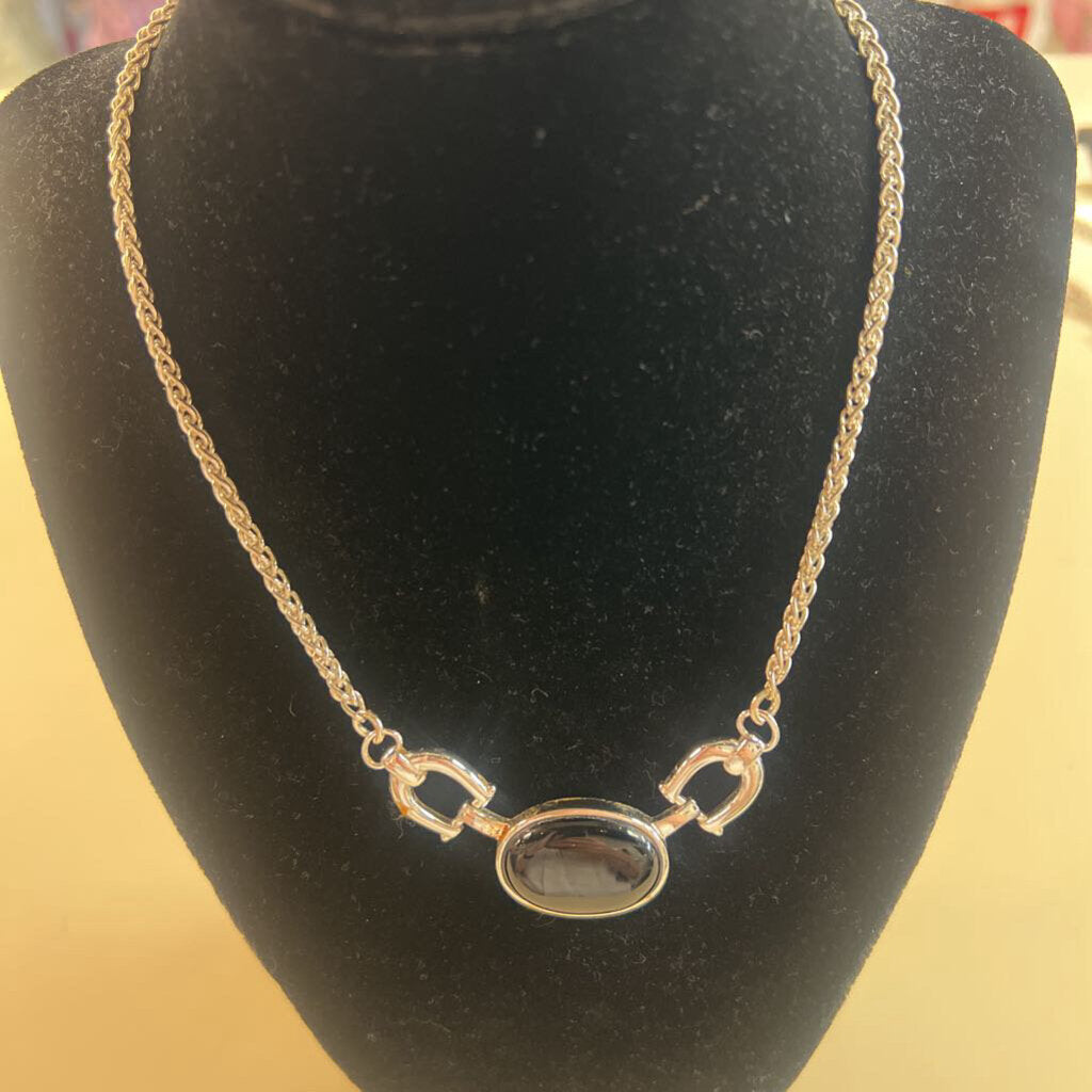 Sterling Silver/ Black Stone Necklace