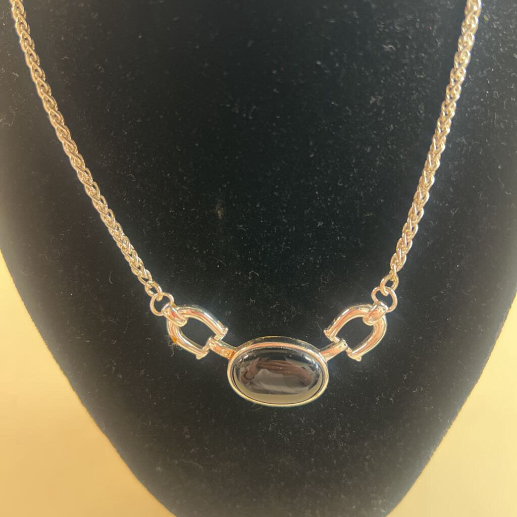 Sterling Silver/ Black Stone Necklace