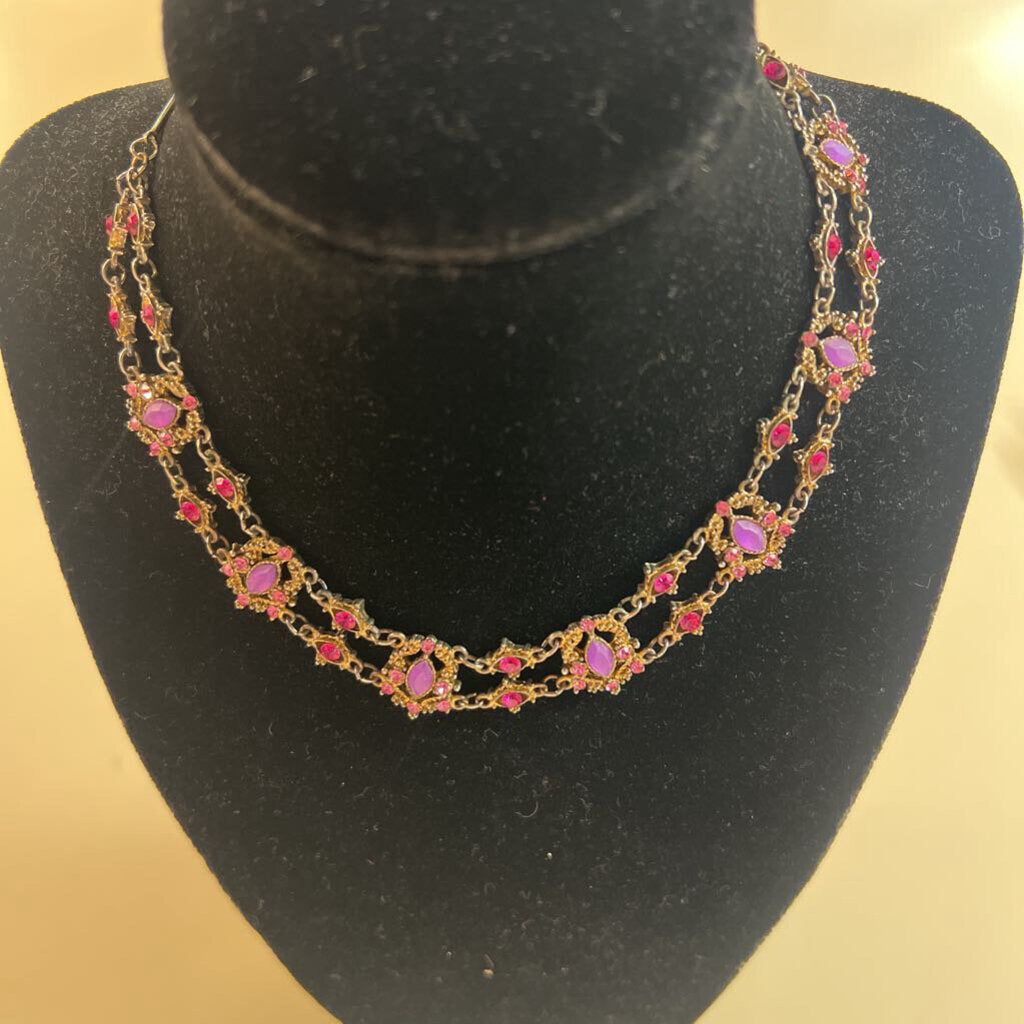 Vintage Silver/ Purple Stone Necklace