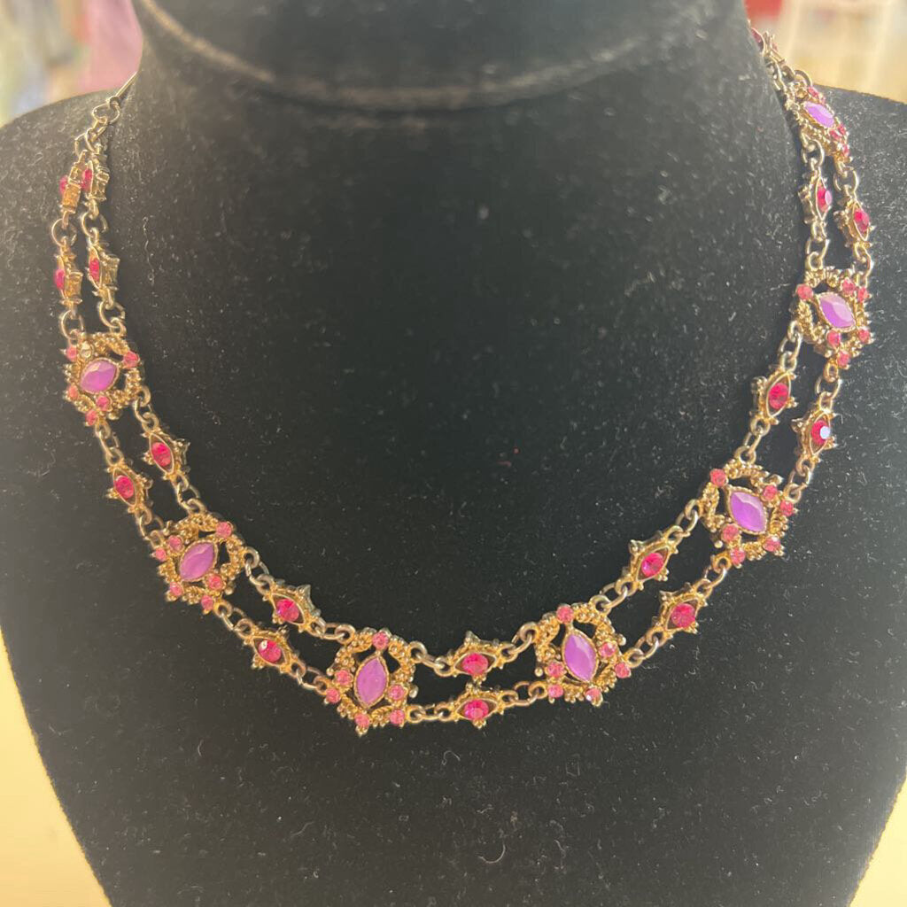 Vintage Silver/ Purple Stone Necklace