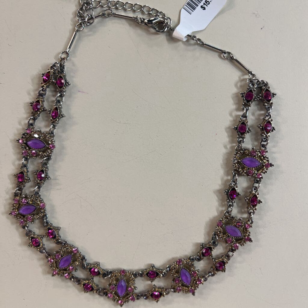 Vintage Silver/ Purple Stone Necklace