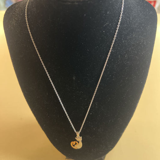 Silver Cat Pendant Necklace