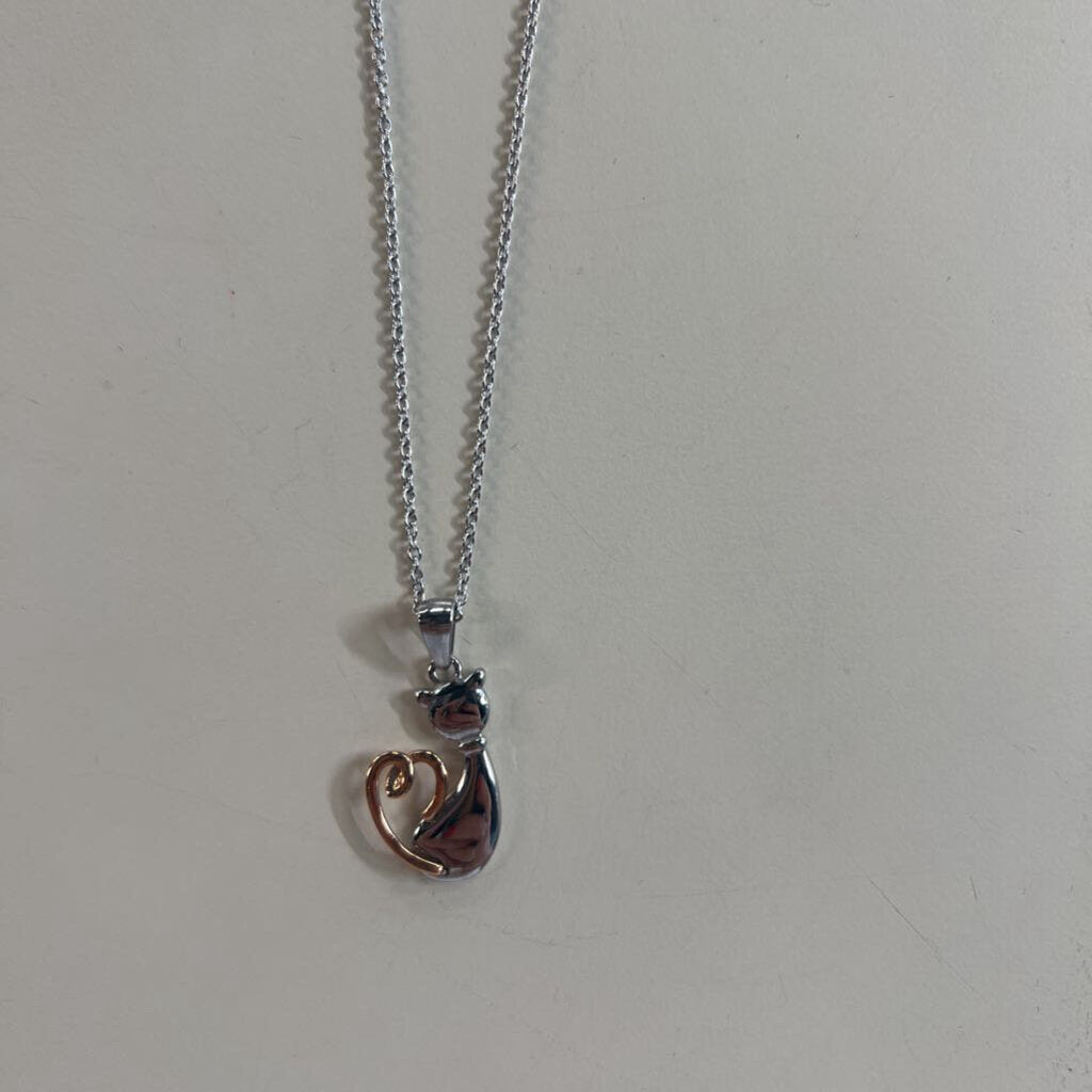 Silver Cat Pendant Necklace