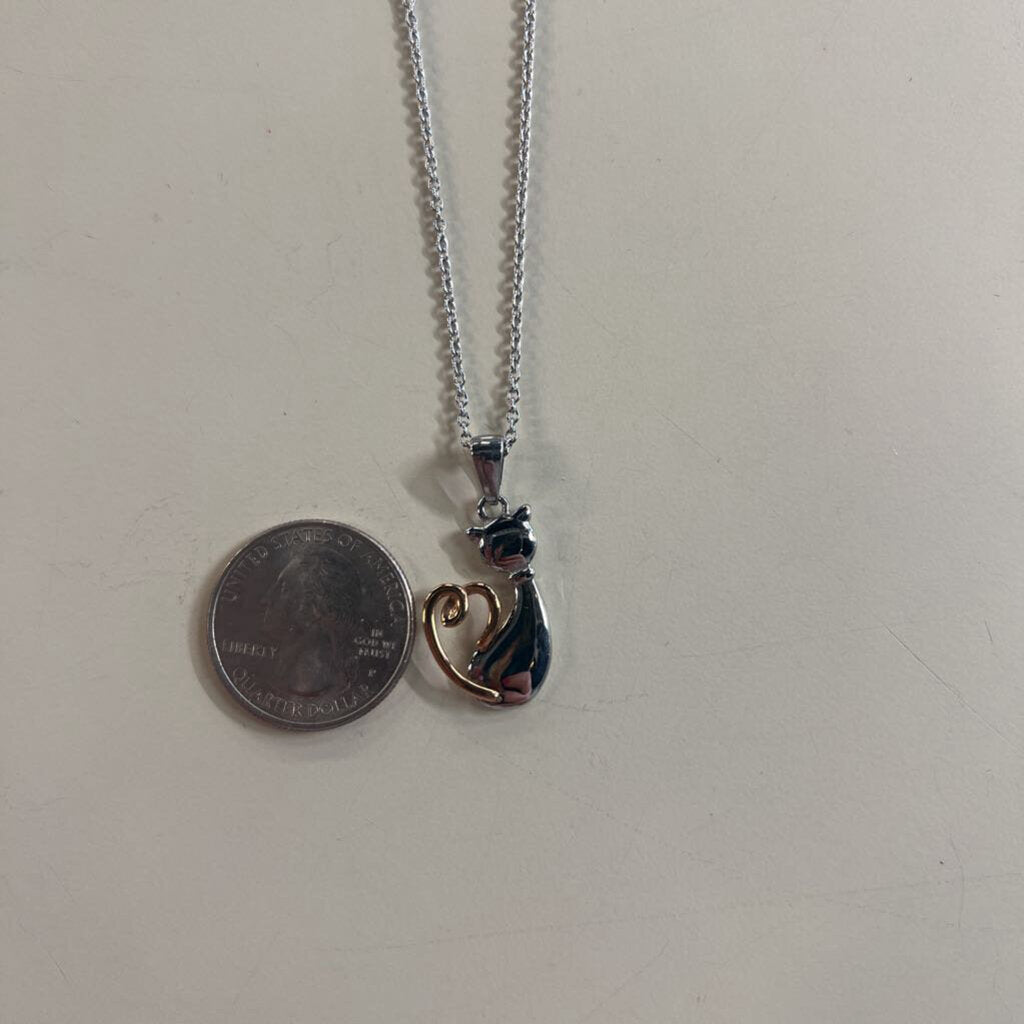 Silver Cat Pendant Necklace