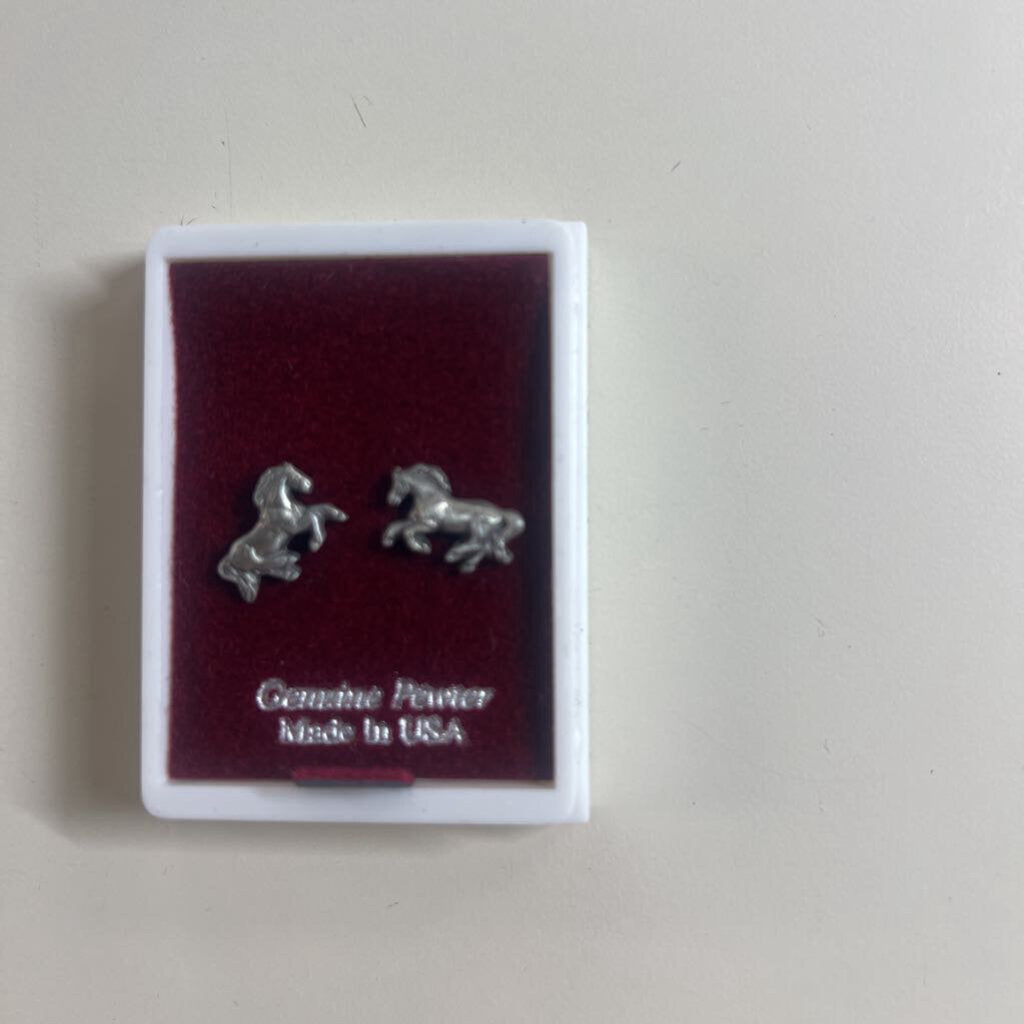 Pewter Horse Stud Earrings