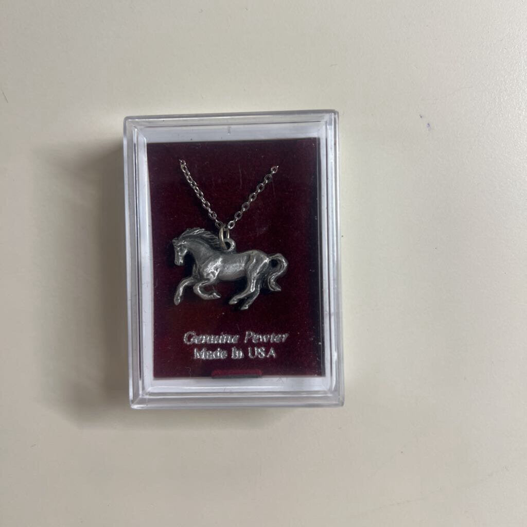 Pewter Horse Pendant Necklace