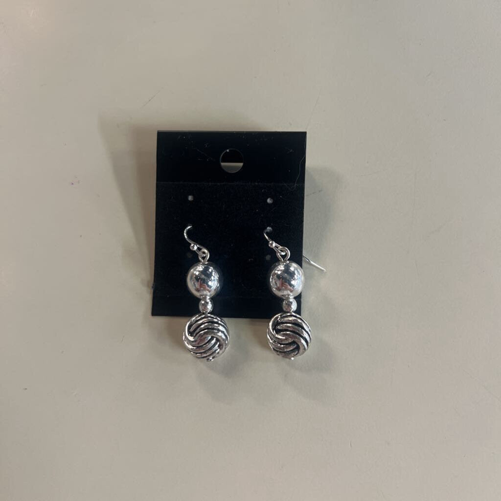 Silver Ball Drop Earrings