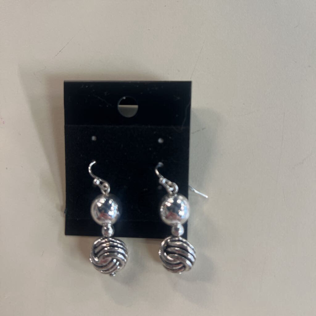 Silver Ball Drop Earrings