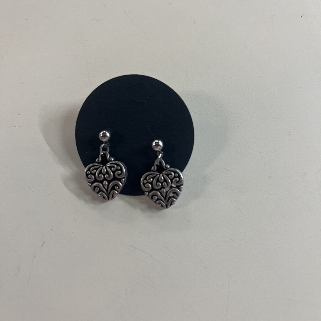 Silver Swirl Heart Earrings
