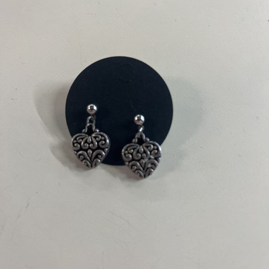 Silver Swirl Heart Earrings