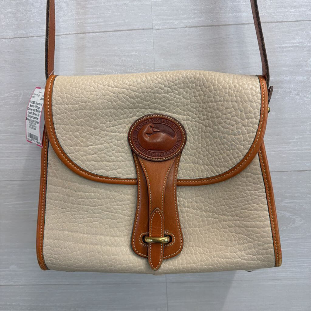Vintage Dooney and Bourke Cream/ Brown All Weather Leather Essex Purse