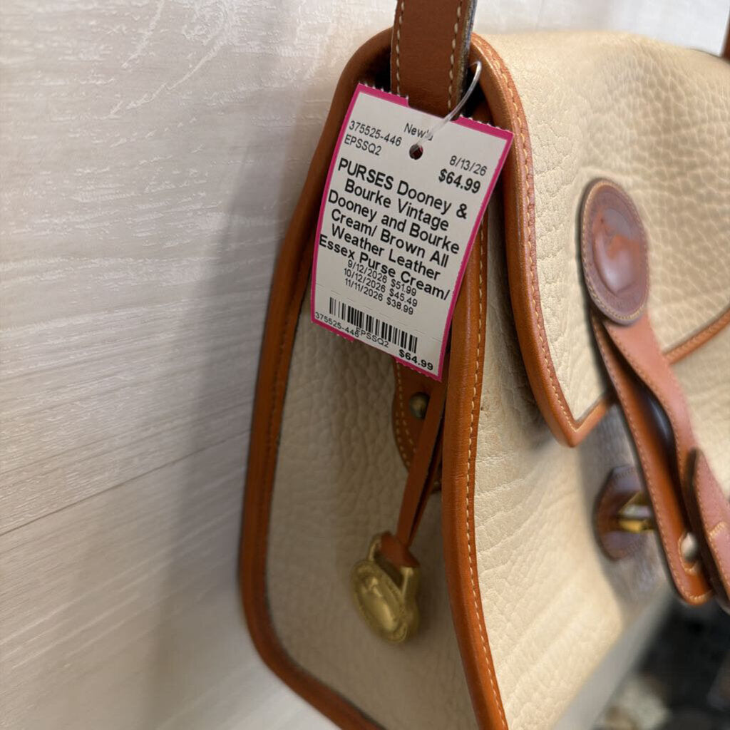 Vintage Dooney and Bourke Cream/ Brown All Weather Leather Essex Purse