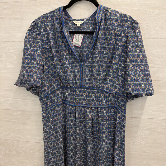 Max Studio Blue/ White Print Short Sleeve Maxi Dress Extra Large