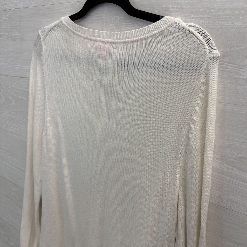 Lilly Pulitzer White Knit Henley Long Sleeve Sweater Top Extra Large