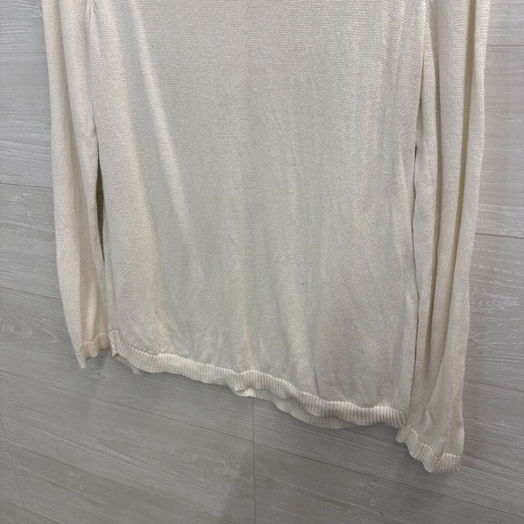 Lilly Pulitzer White Knit Henley Long Sleeve Sweater Top Extra Large