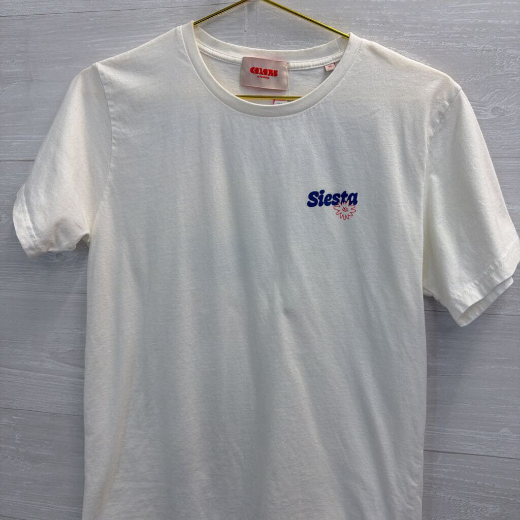 Colors of Madrid White Siesta Short Sleeve Graphic Tee Medium