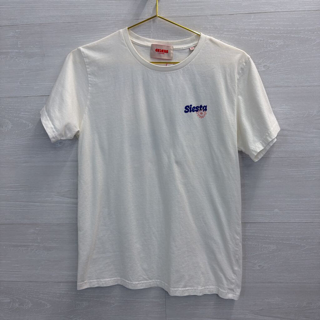 Colors of Madrid White Siesta Short Sleeve Graphic Tee Medium