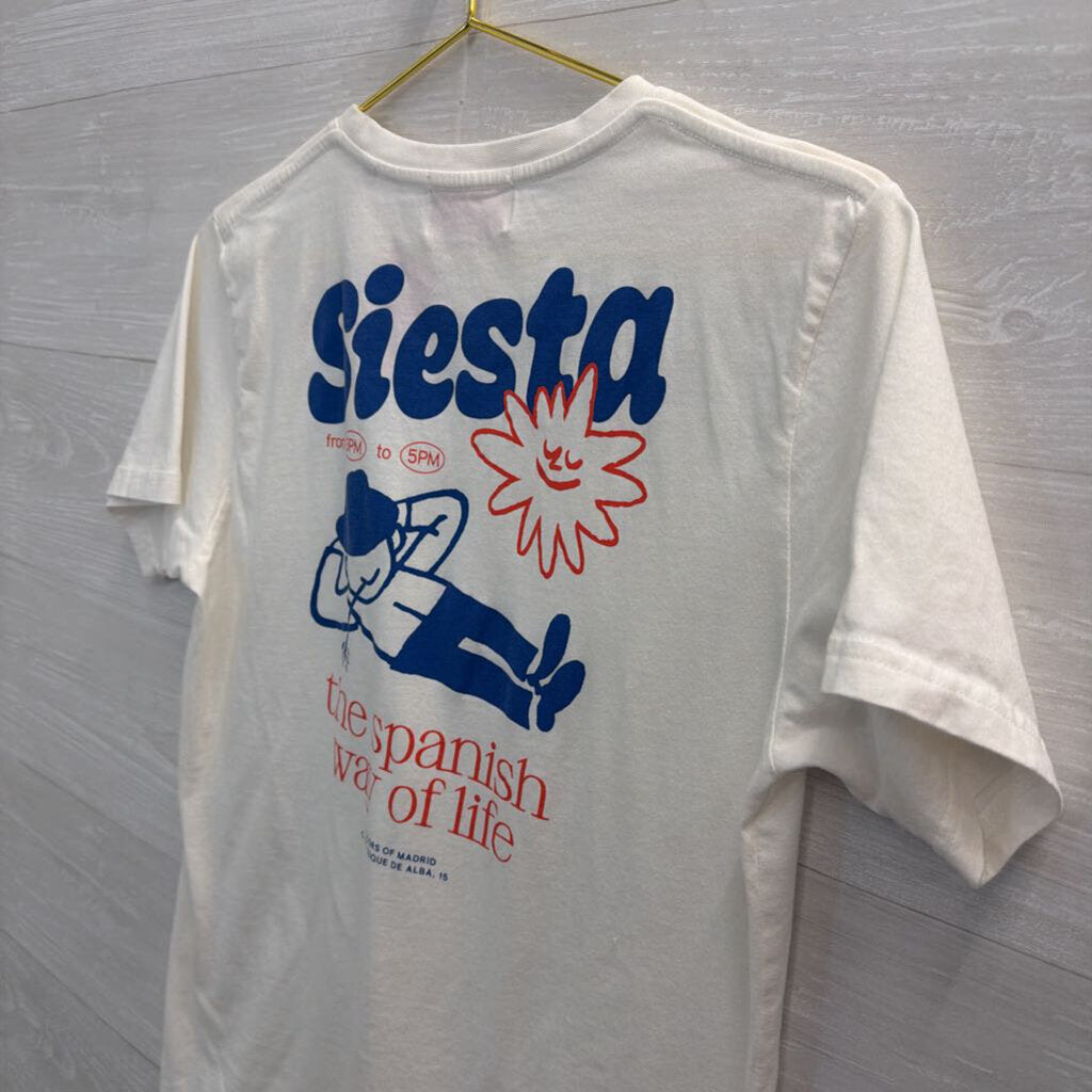 Colors of Madrid White Siesta Short Sleeve Graphic Tee Medium
