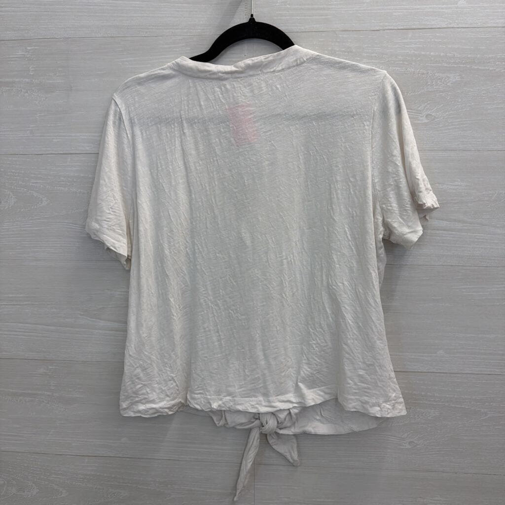 Barbour White Short Sleeve Button Tie Front Top 12