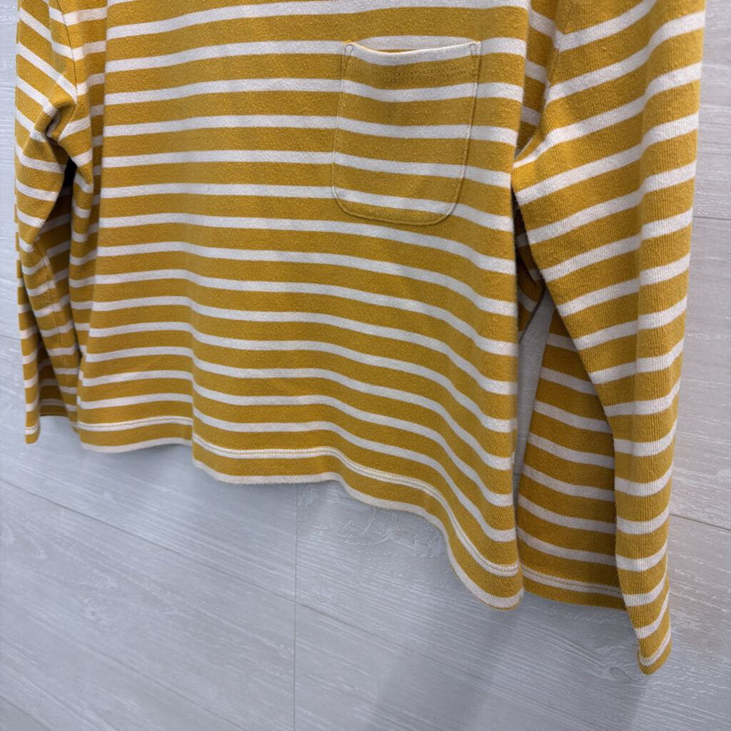 Madewell Yellow/ White Striped Cropped Long Sleeve Top Medium