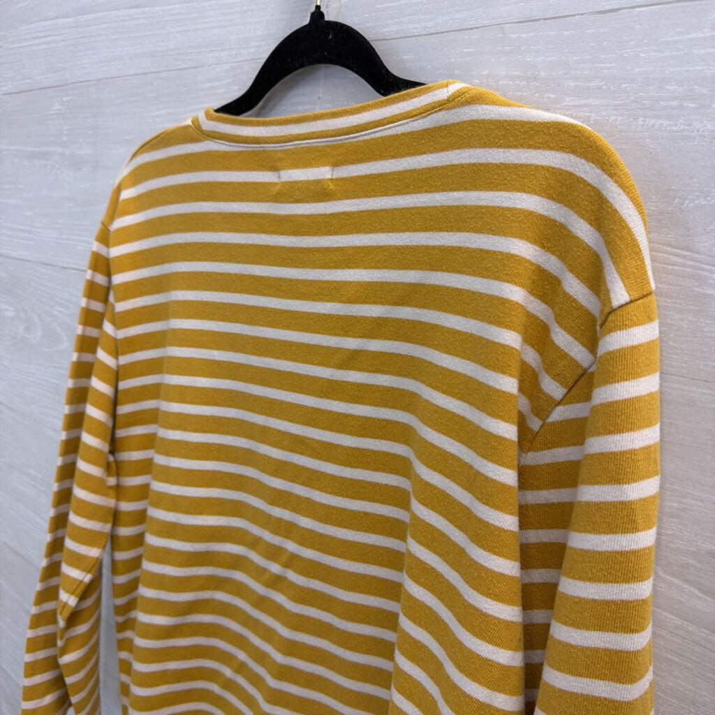 Madewell Yellow/ White Striped Cropped Long Sleeve Top Medium