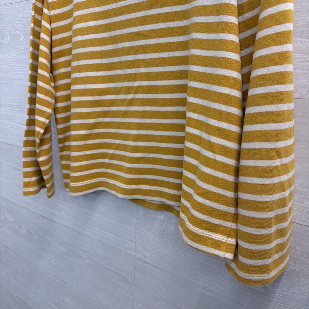 Madewell Yellow/ White Striped Cropped Long Sleeve Top Medium
