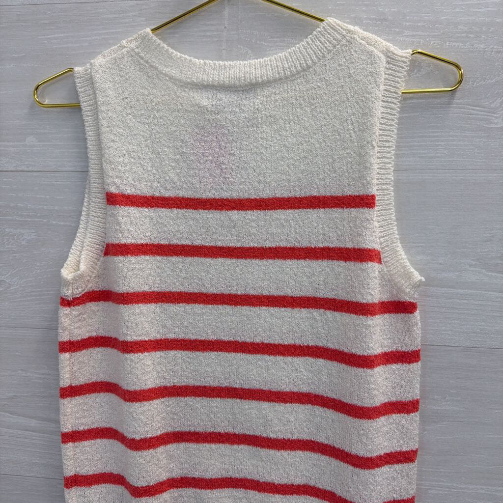 KUT White/ Pink Knit Striped Tank Top Medium