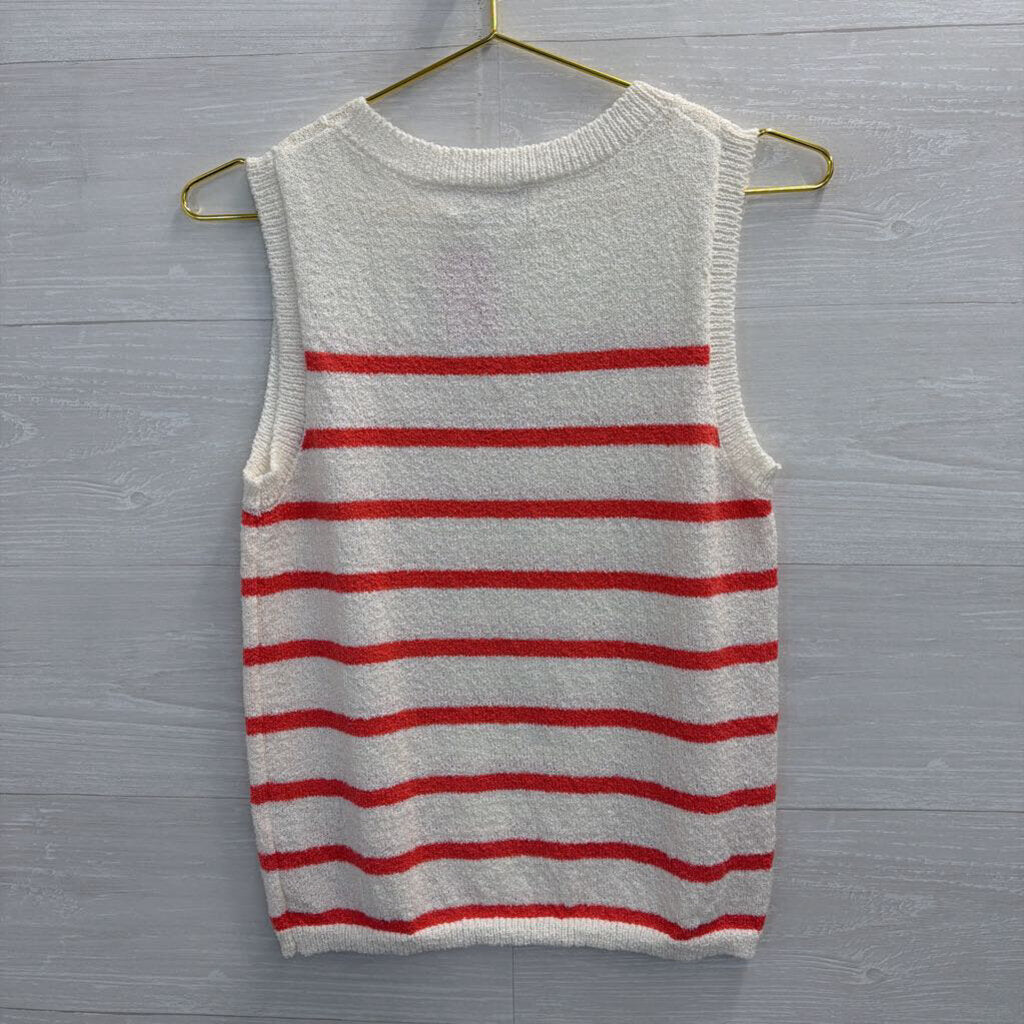 KUT White/ Pink Knit Striped Tank Top Medium