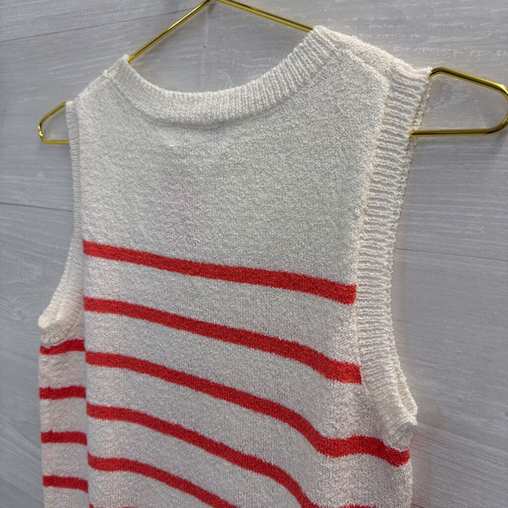 KUT White/ Pink Knit Striped Tank Top Medium